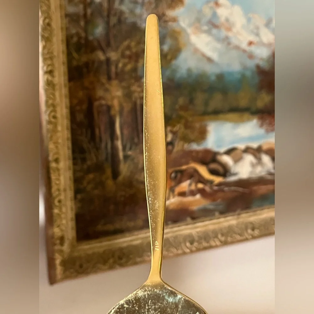 VIP gold tone electroplated serving set of 3 utensils cake server spoon fork